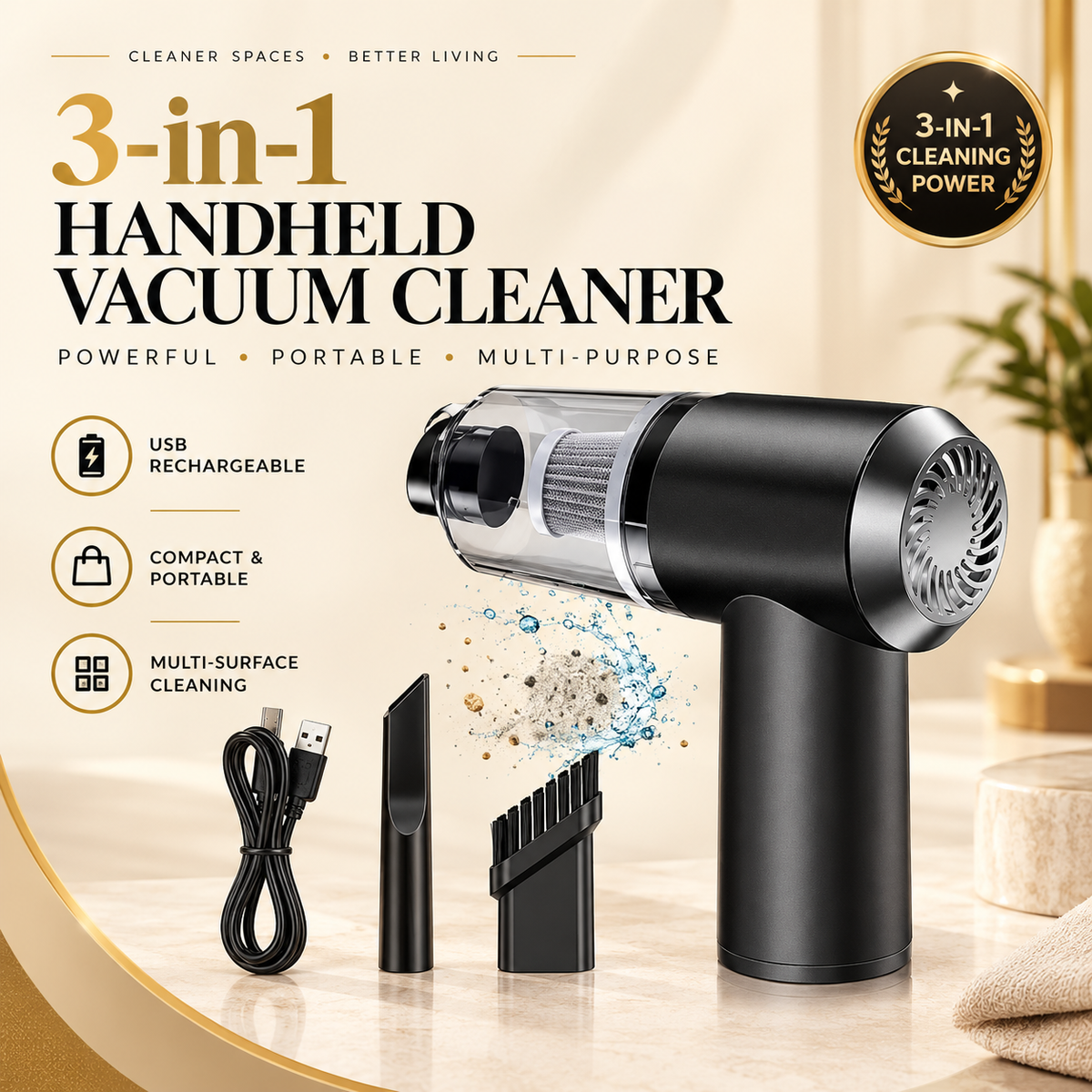 3 in 1 Handheld Vacuum Cleaner