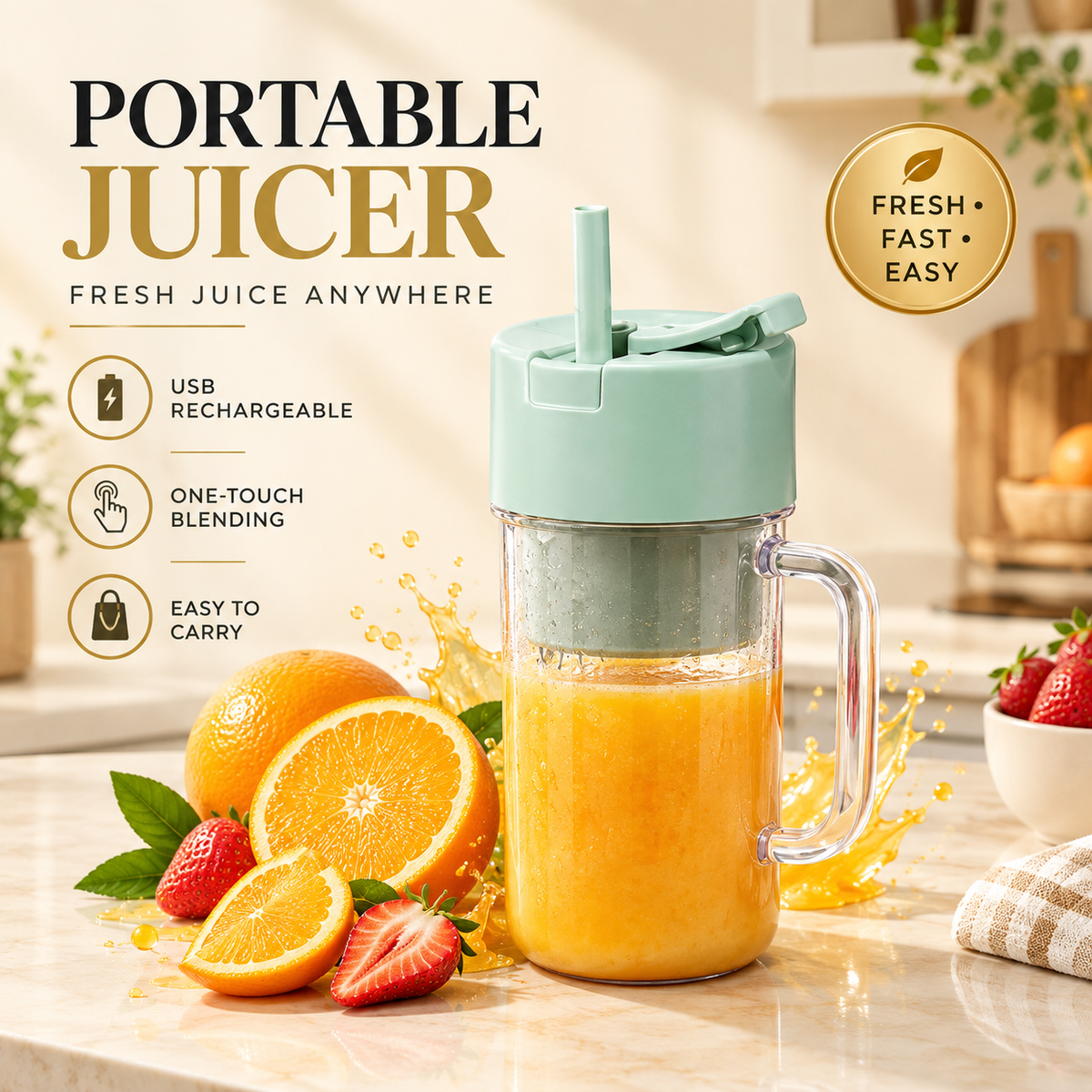 340ML Wireless Juicer Cup Portable Juice Blender Mini Ice Crusher Home Outdoor Office Fruit Milkshake Vegetable Juice Maker
